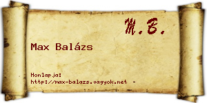 Max Balázs névjegykártya